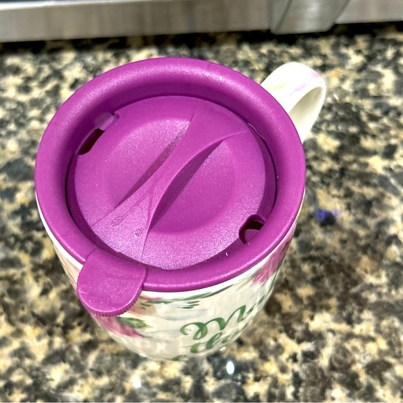 Ceramic Coffe Mug w Thermal Travel Lid- Floral Quote Make Things Happen - Picture 3 of 6